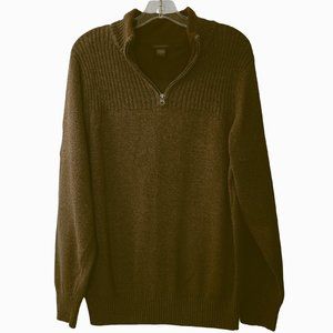 NWOT Dockers Men’s Heather Ash Brown ¼ Zip Pullover Knit Sweater - Size XL